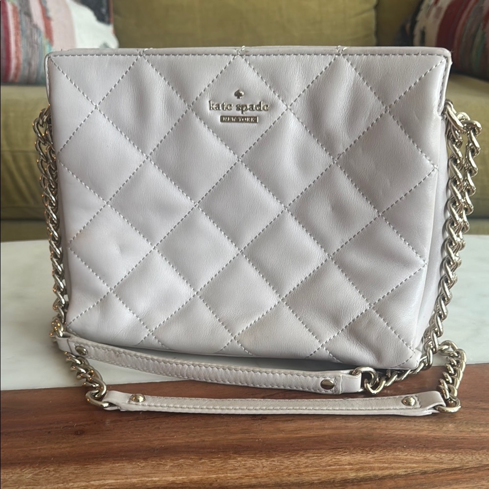 Kate Spade Quilted Crossbody Bag in Light Gray